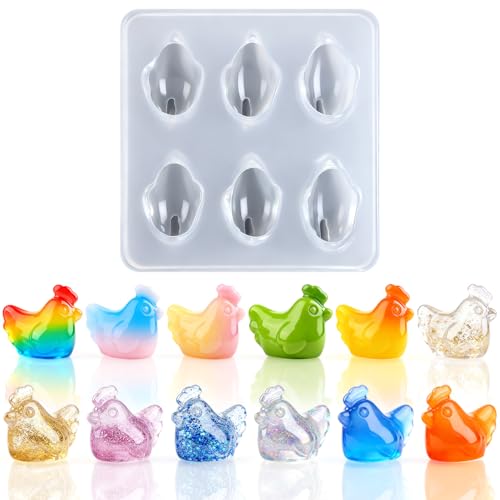 Mini Cute Chicken Figurines Silicone Mold, Micro Dollhouse Animal Epoxy Casting Mold with Realistic Shapes for DIY Resin Art Fairy Garden Miniatures Landscape Crafts Decor - color: 1 Pc Chicken White