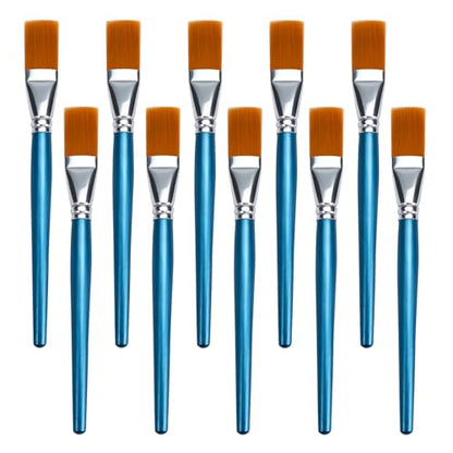 JEAWIWI 10 PCS Acrylic Paint Brushes Set, Flat Artist Paintbrushes 30mm, Oil Watercolor Face Paint Brushes for Rock, Face Art, Canvas, Body, Blue - size: 10 PCS