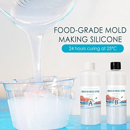 Liquid Silicone, Translucent Liquid Molding Silicone Set, Resin Epoxy Casting, Silicone Mold Maker for Casting Resins Molds, Candle Mould, 1:1 Ratio - color: 200g Set (A, B Each 100g) Mold Silicone