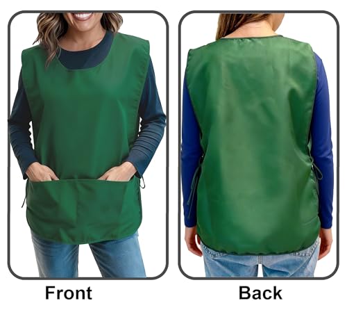 Large Smock Cobbler Apron for Men & Women, Adjustable Side Ties & 2 Pockets - color: Green