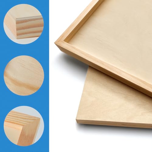 Falling in Art 2 Pack Unfinished Wooden Canvas Panels, 6x6 Gallery Birch Wood Panels Kit, 1 1/2" Deep Art Cradle Boards for Acrylic Painting, Pouring and Burning - size: 6*6 2 Pack