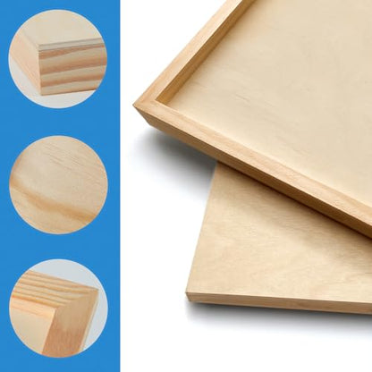 Falling in Art 2 Pack Unfinished Wooden Canvas Panels, 6x6 Gallery Birch Wood Panels Kit, 1 1/2" Deep Art Cradle Boards for Acrylic Painting, Pouring and Burning - size: 6*6 2 Pack