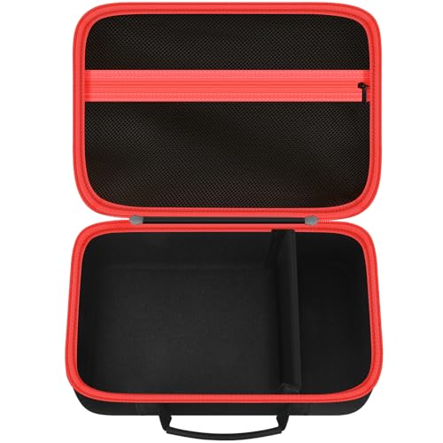 Hard Storage Tools Case for DEWALT Drill, Angle Grinder, for AstroAI Tire Inflator and More, 12" x 8" x 2" EVA Carrying Case with Divider, Mesh Pocket, Handle- Black and Red Zipper - color: Red