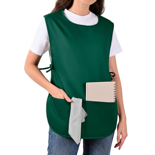 ROTANET Cobbler Apron for Women Men with 2 Pockets Waterproof Art Smock Aprons for Painting Hairstylist Cleaning Adults - color: Green