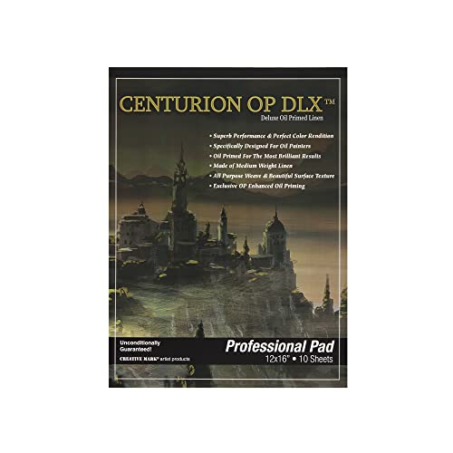 Centurion Deluxe Oil Primed Linen Pad 12"x16" - 6 Pack 10 Sheets Per Pad - 60 Pages Total - 11 oz. No Bleed Pages, Lightweight, Easy to Travel Canvas Pad for Plein Air Painting