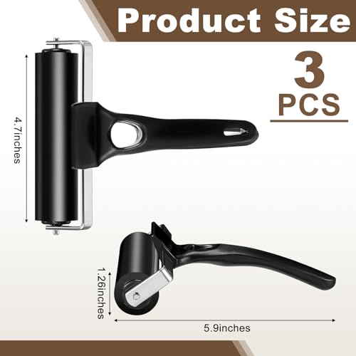 Frienda 3 Pack 4.7 Inch Rubber Brayer Rollers, Hard Rubber Rollers Tool for Printmaking, Ink Application, Block Printing, Stamping, Wallpaper, Gluing and Crafting - size: 4.7 Inches