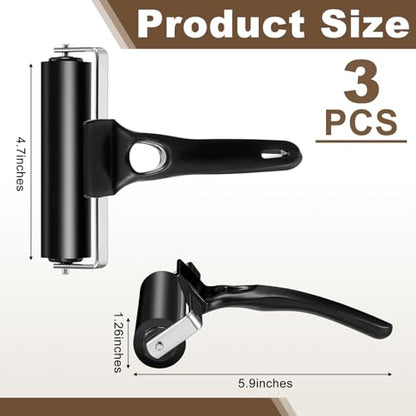 Frienda 3 Pack 4.7 Inch Rubber Brayer Rollers, Hard Rubber Rollers Tool for Printmaking, Ink Application, Block Printing, Stamping, Wallpaper, Gluing and Crafting - size: 4.7 Inches