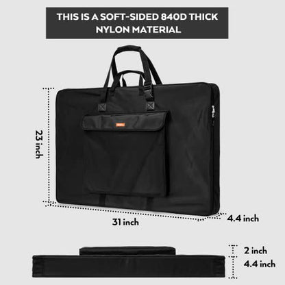 Nicpro Art Portfolio Bag 23 x 31 Inches, Waterproof Nylon Artist Carrying Bag Soft Sided with Shoulder Strap, Storage Case for Artwork Sketch, Drawing, Canvas, Photography, Poster, Solar Panel - size: 23 x 31 inches