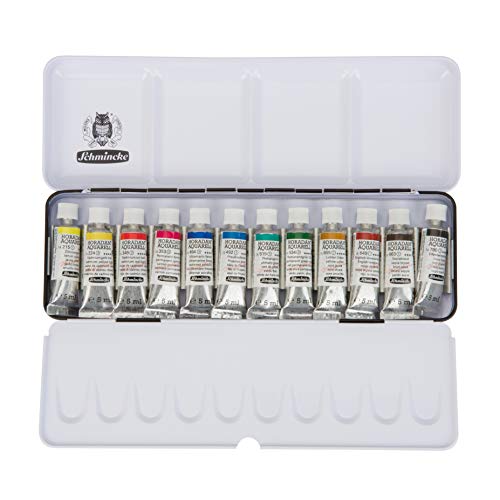Schmincke - HORADAM® AQUARELL color box, basic assortment, 12 x 5 ml tubes, 74112097, metal box, painting set, finest premium watercolors - size: 0.17 Fl Oz (Pack of 12)