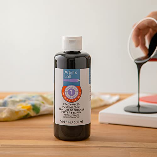 Artist's Loft Metallic Black Acrylic Ready-Mixed Pouring Paint - Academic Level 1 Paint for Drawing, Painting, Art & Crafts Supplies - 1 Pack