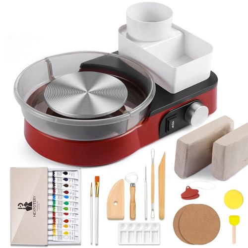 Pottery Wheel for Kids Adults and Beginners - Complete Pottery Set with 6" Turntable with Two-Way Rotation, 2.2lb Clay, Art Supplies Sculpting Tools, Craft Gifts for Teens Adults (Red) - color: red