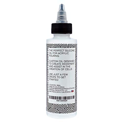 Impresa Silicone Oil for Acrylic Pouring - 4 Oz Clear Bottle with Pipette - Acrylic Pour Oil & Paint Additive for Bubbles