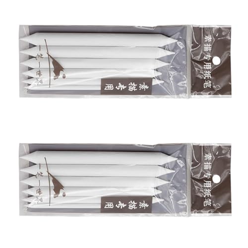 3/6PCS Artist Blending Stump and Tortillion Art Blender Set Sandpaper Pencil Sharpener for Student Sketching Drawing Sketching Paper Eraser - color: 12 Paper Erasing Pen
