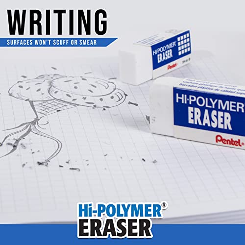 Pentel Hi-Polymer Block Eraser, Small | White | Pack of 8 | ZEH05BP4 - size: 4 Count (Pack of 2)