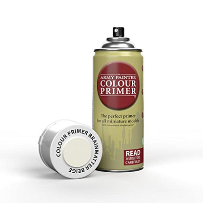 The Army Painter Colour Primer Brainmatter Beige, 400 mL Acrylic Spray Primer, Spray Paint for Miniature Priming Basecoat, Tabletop Roleplaying, Boardgames, and Wargames Miniature Modelling - color: Brainmatter Beige