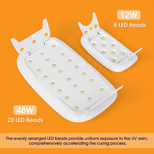 Akisey 2 Pack UV Light for Resin - Large Size Foldable UV Resin Light & Portable Mini Lamp for Resin Molds Curing, Jewelry Making, DIY Craft, Fast Curing & Timing Function