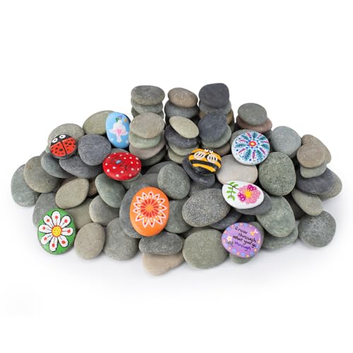 Simetufy 150 Pcs River Rocks for Painting, 2"-3" Painting Rocks, Flat & Smooth Stones Bulk to Paint, Natural Crafts & Art for Kids Adults - size: 2-3in-150pcs