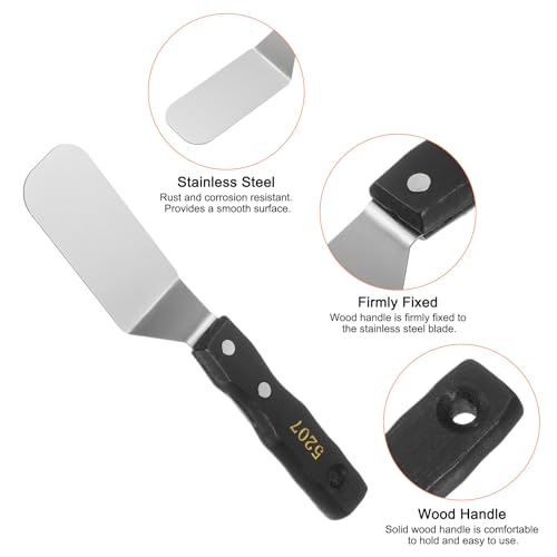 HARFINGTON No.5207 Painting Palette Knife Stainless Steel Flat Large Spatula Pallet Knife Metal Scraper with Wood Handle for Oil Acrylic Paint Canvas Color Mixing Spreading