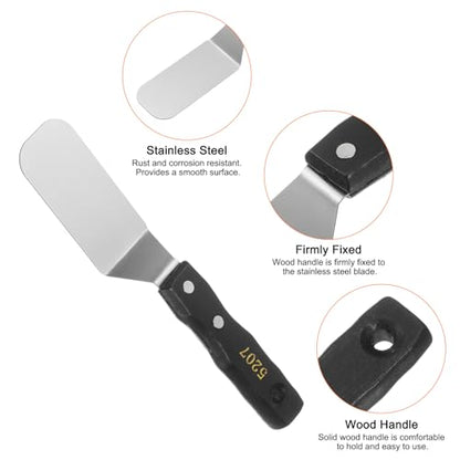 HARFINGTON No.5207 Painting Palette Knife Stainless Steel Flat Large Spatula Pallet Knife Metal Scraper with Wood Handle for Oil Acrylic Paint Canvas Color Mixing Spreading