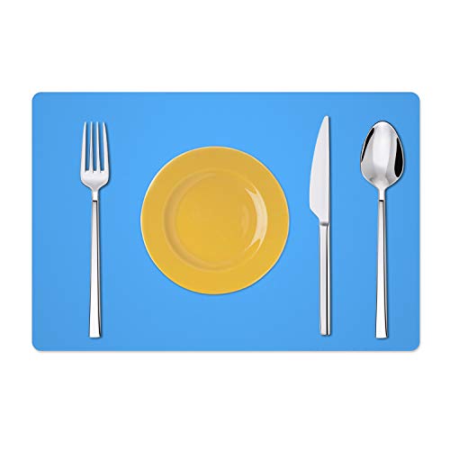 Silicone Placemats, Food-Grade Non-Slip Waterproof, Dining, Stain Resistant, Countertop Protector, Kitchen Counter Mat, Heat Resistant, Baking mat Dishwasher Safe (23.6"×15.7"-1pack, Blue) - color: Blue, size: 23.6"×15.7"-1pack
