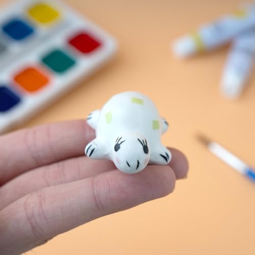 Turtle-Shaped Ceramic Paint Palette, with Removable Top Cover as Water Bowl | Wet Palette for Acrylic Painting with Brush Rest, Cute Desktop Decorations for Ocean Lovers, Creative Gifts for Artists