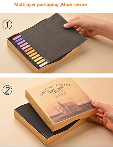 Non Toxic Artist Pastels,Square Soft Pastels Set,Chalks 12/24/36/48 Colors Soft Dry Pastel Artist Chalk Pastel Sticks for Office School Art Drawing Painting Supplies Professional Art Pastel (12Pcs) - color: 12Pcs