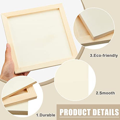 Kathfly 12 Pcs 8 x 8'' Wood Panel Boards, Unfinished Wood Canvas Panels for Painting Crafts DIY Drawing Pouring Art Projects - size: 8 x 8 Inch