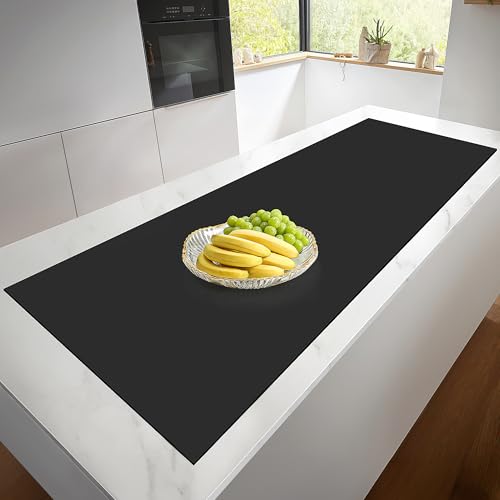 Silicone Mat Roll - Silicone Mats for Kitchen Counter, Heat Resistant Countertop Protector, Non-Slip Table Mat Desk Saver Pad, Multi-functional Cuttable Silicone Mat, Craft Mat - 17IN X 5FT - color: Black, size: 17 x 60 in (0.03 in thick)