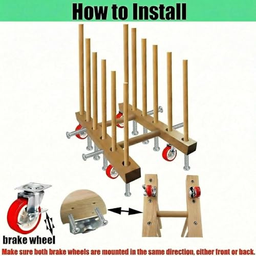Artwork Storage Rack with Brake Caster Wheels,Art Drying Rack, Canvas Storage Rack,Wood Storage Stand for Drawing Board, Prints, Perfect for Studios,Galleries, Museums, Art Venues (12in)