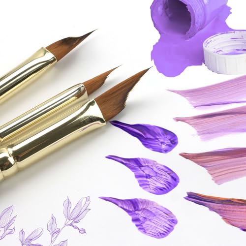 GACDR Wedge Paint Brushes for Watercolor,Oil, Acrylic, and Gouache Paint, Pointed Triangle Pinstriping Artist Brush Set with Short Handle
