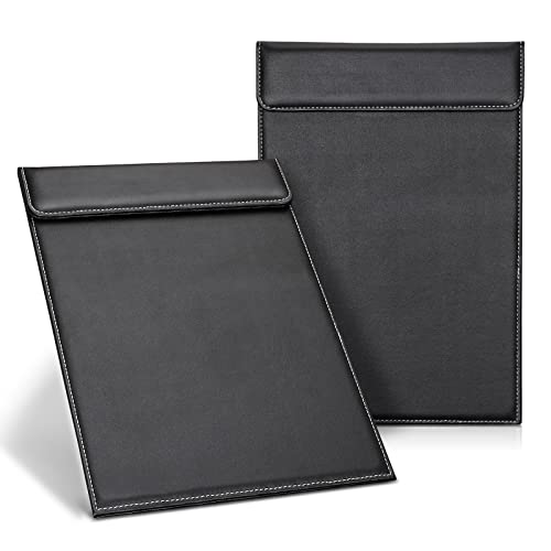 GORESE 2 Pack A4 Letter Size Clipboards, Black Faux Leather, Low Profile Magnetic Clip, 9" x 12.5" - style: 2 Pack-A4-Black-A042