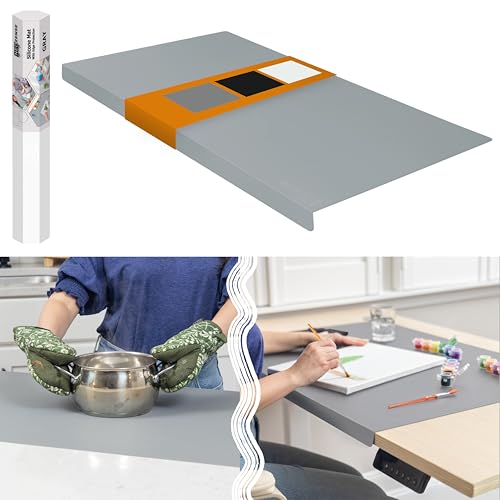 Extra Large Silicone Mat for Countertop with "Edge Protection" – Kitchen Counter Mat – Multipurpose Heat Resistant Silicone Mat – No Folds or Wrinkles – 1.5mm Thick, 36"x24", Gray - color: Gray, size: 36"L x 24"W