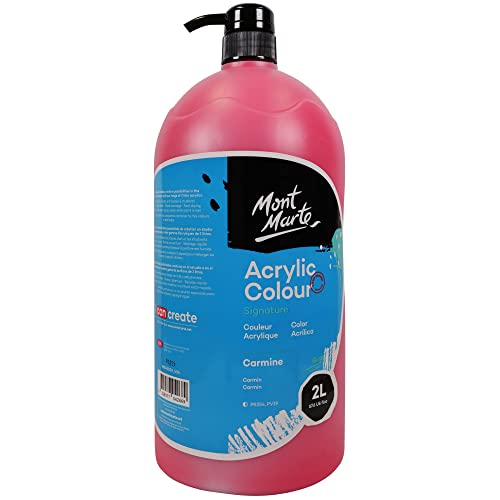 Mont Marte Discovery School Acrylic, Carmine, 1/2 Gallon (2 Liter). Ideal for Students and Artists. Excellent Coverage and Fast Drying. Pump Lid Included. - color: Carmine