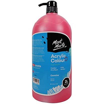 Mont Marte Discovery School Acrylic, Carmine, 1/2 Gallon (2 Liter). Ideal for Students and Artists. Excellent Coverage and Fast Drying. Pump Lid Included. - color: Carmine