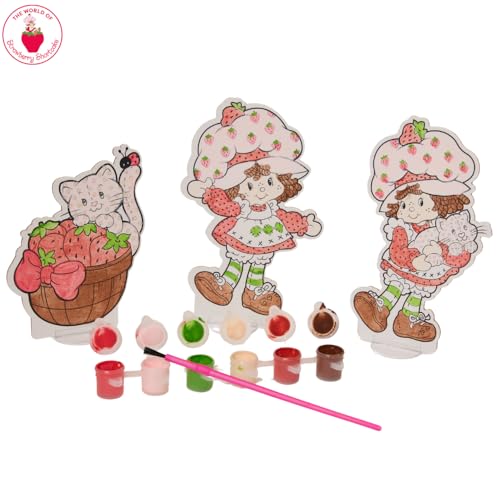 Innovative Designs Strawberry Shortcake Canvas Paint Set for Kids with 3 Canvases, Acrylic Paint, Paintbrush & Stands - color: Strawberry Shortcake
