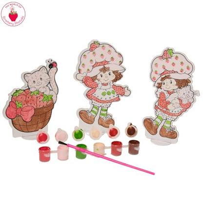 Innovative Designs Strawberry Shortcake Canvas Paint Set for Kids with 3 Canvases, Acrylic Paint, Paintbrush & Stands - color: Strawberry Shortcake