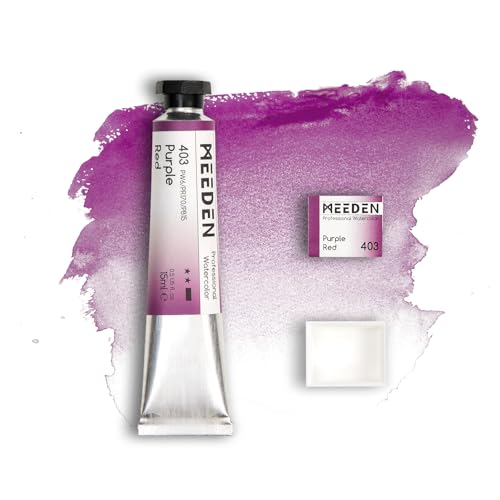 MEEDEN Professional Artist Watercolor Paint: Purple Red - 15ml/0.5oz Water Color Tube, Semi-Moist Pigment Half Pan and Empty Matching Half Pan for Artists Pros - color: Purple Red