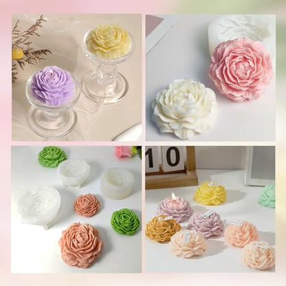 6 Pcs Flower Candle Resin Mold 3D Heart Rose Daisy Peony Tulip Silicone Mold for Candle Soap Chocolate Resin Making Silicone Mold Rosas Silicona para Velas Valentine Day Gift - color: 6 Pcs Flower Mold Set