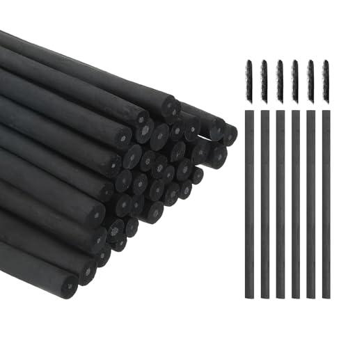 MECCANIXITY 50Pcs Willow Charcoal Sticks, 5-7mm Willow Charcoal Pencils Soft Sketch Vine Art Supplies Set for Drawing Sketching Shading Painting Artists Beginners