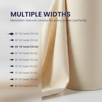 Natural Cotton Canvas 15 Oz (#10 Duck), 48 Width X 25 Yard Length roll Fabric for Artist Canvas, Aprons, Tote Bags and Teepees - size: Duck #10-48" -25