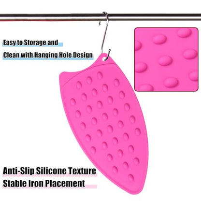 LeLehome Silicone Iron Rest Pad, Heat Resistant Non-Slip Hot Iron Mat for Ironing Board and Sewing Work, Protective Surface for Tableware and Curling Irons, Red - color: Pink