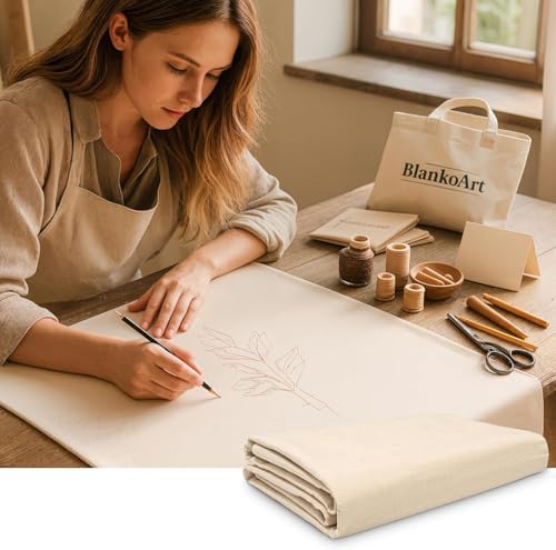 100% Cotton Canvas Fabric by the Yard – 63" x 3 Yards (7 oz) – Duck Canvas Fabric for Sewing, Painting & DIY Projects - size: 3 Yards+ (63''x 120'')