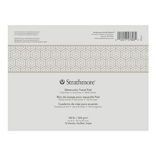 Strathmore 500 Series Watercolor Travel Pad, Glue Bound, Cold Press, 6" x 8", 12 sheets, White - color: White, size: 6" x 8"