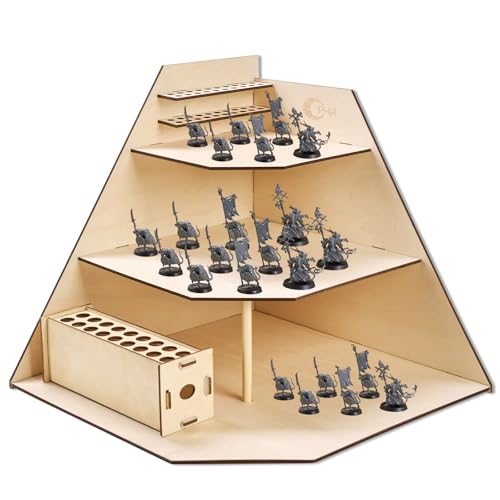 OPHIR Wooden Corner Paint Holder Organizer for 250 Bottles Miniature Paint Set, 20 Paintbrushes, 18 Marker Pens, Hobby Organizer with 3 Layers for Miniature Game Pieces Storage - color: 3 Layers+20 Paint Brush Holes+18 Marker Pen Holes