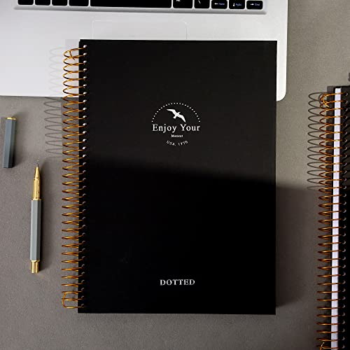 FLYING EAGLE Spiral Dot Grid Notebook Journal 8.5 x 11 Large Dotted Paper Notebook 210 Pages Hardcover Spiral Notebook for Men Women, Black - color: Black, size: dotted