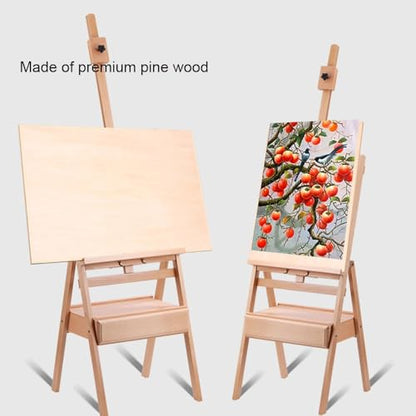 Large Wooden H-Frame Easel with Storage Drawer, Height Adjustable Art Easel Stand for Artists, Students, Studio, Painting and Display(White) - color: White