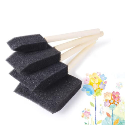 8 Pcs Assorted Size Foam Paint Brushes Wooden Handle Sponge Paint Brushes Touch up Sponges Craft Staining Brushes Painting Applicator Brush Acrylic Painting Sponges for Varnishes Glue