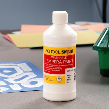 School Smart Washable Tempera Paints for School and Arts and Crafts Use, 16 Ounces, White - color: White