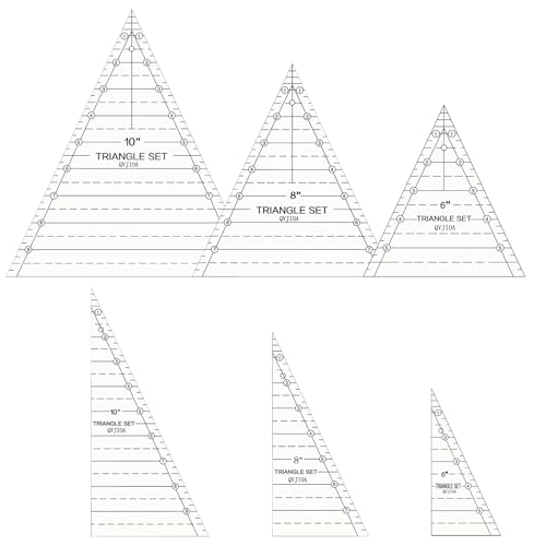 6 Set Tall Triangle Quilting Rulers for Quilting Templates 6 8 10 Inch Wedge Triangle Quilting Rulers and Templates, Sewing Templates for Sewing Cut Measurement DIY Craft Quilting Tools - size: quilting-6