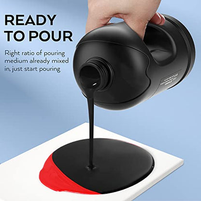 Nicpro Jet Black Color Acrylic Pour Paint, 33.8 Ounce Pre-Mixed Pouring Paint Supplies with Silicone Pour Oil & Gloves for Canvas, Rock, Wood Cell Creation Flow DIY Art Painting, Ready to Pour - color: 33.8oz-black